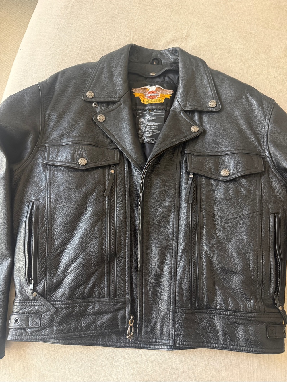Harley-Davidson Men’s Black Leather Vented Jacket Size Large